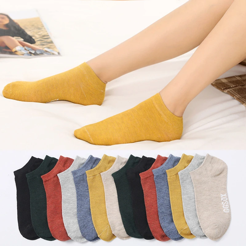 10 Pieces = 5 Pairs Women Invisible Cotton Sock Slippers Lady Female Summer Casual Fashion Soft Short Ankle Shallow Mouth Socks