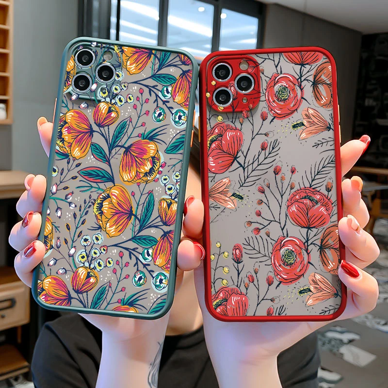 Flower Bud Phone Case for iphone 11 12 Pro Max for iphone X XS MAX XR 6s 7 8 Plus SE 2020 Back Hard Shockproof Cover Funda Shell