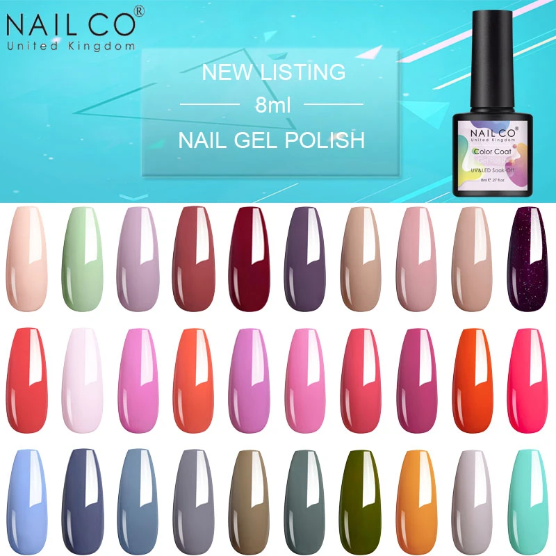 NAILCO New Listing 8ml Uv Hybrid Art Nail Gel Polish Semi Permanent Soak Off Gel Varnishes For Nail Art Design And Decoration