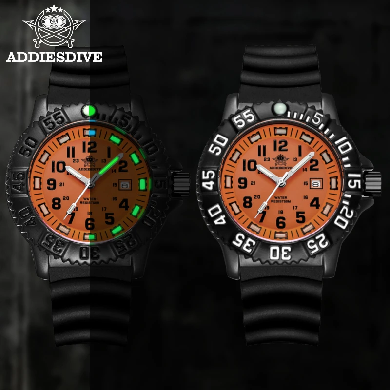 Addies Military watch Men's Fashion Watch 316L Stainless Steel Watch Luminous 50m Waterproof Outdoor Sports Watch Quartz Watches