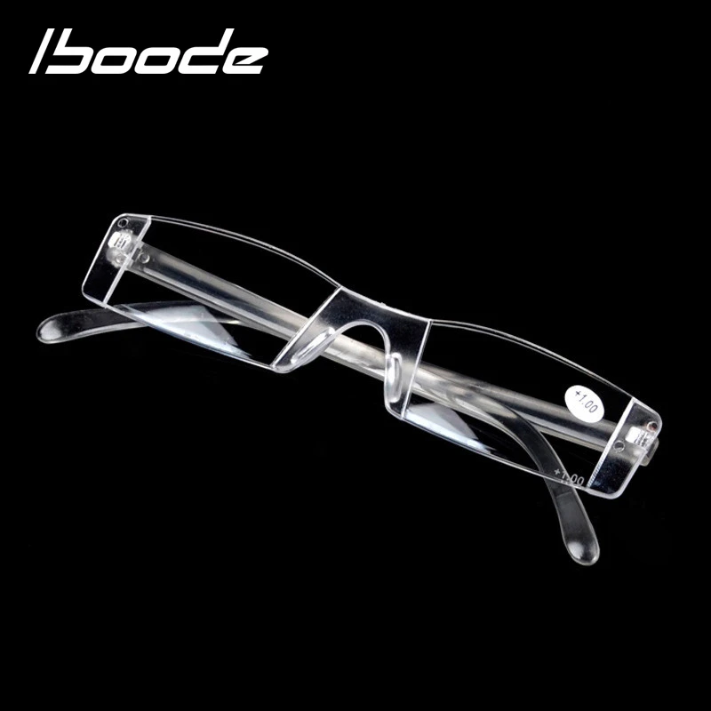 IBOODE Frameless Reading Glasses Women Men Square Rimless Presbyopic Eyeglasses Female Male Hyperopia Eyewear Optics Spectacles
