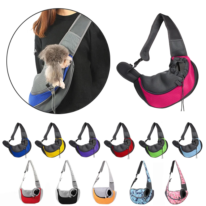 Mesh Pet Dog Carrier Outdoor Travel Handbag Pouch Breathable Oxford Single Shoulder Bag Sling Comfort Travel Tote Shoulder Bag