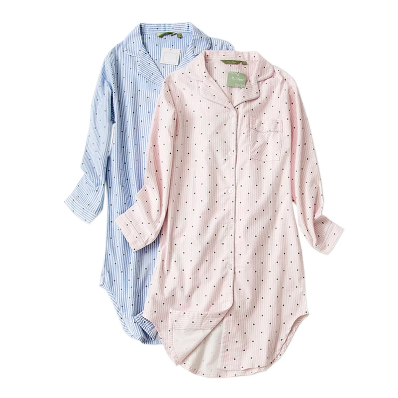 100% Brushed cotton nightshirts women nightgowns sleepwear Winter Plus size Autumn sleepshirts Fresh Women night dress