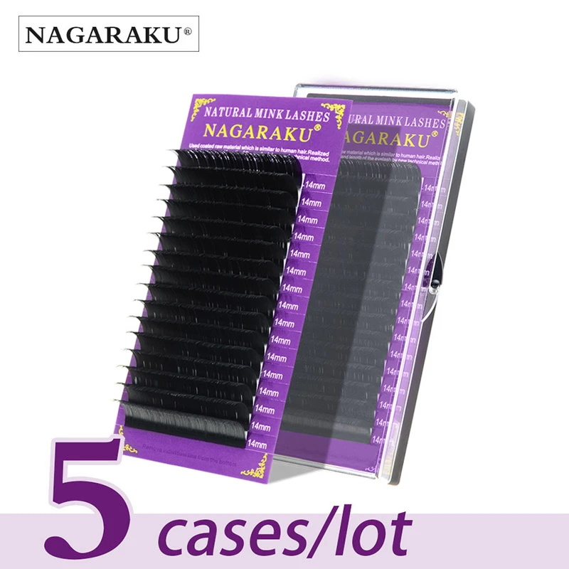 NAGARAKU 5 trays/set eyelashes extension for grafting natural long eyelashes with high quality of synthetic mink material