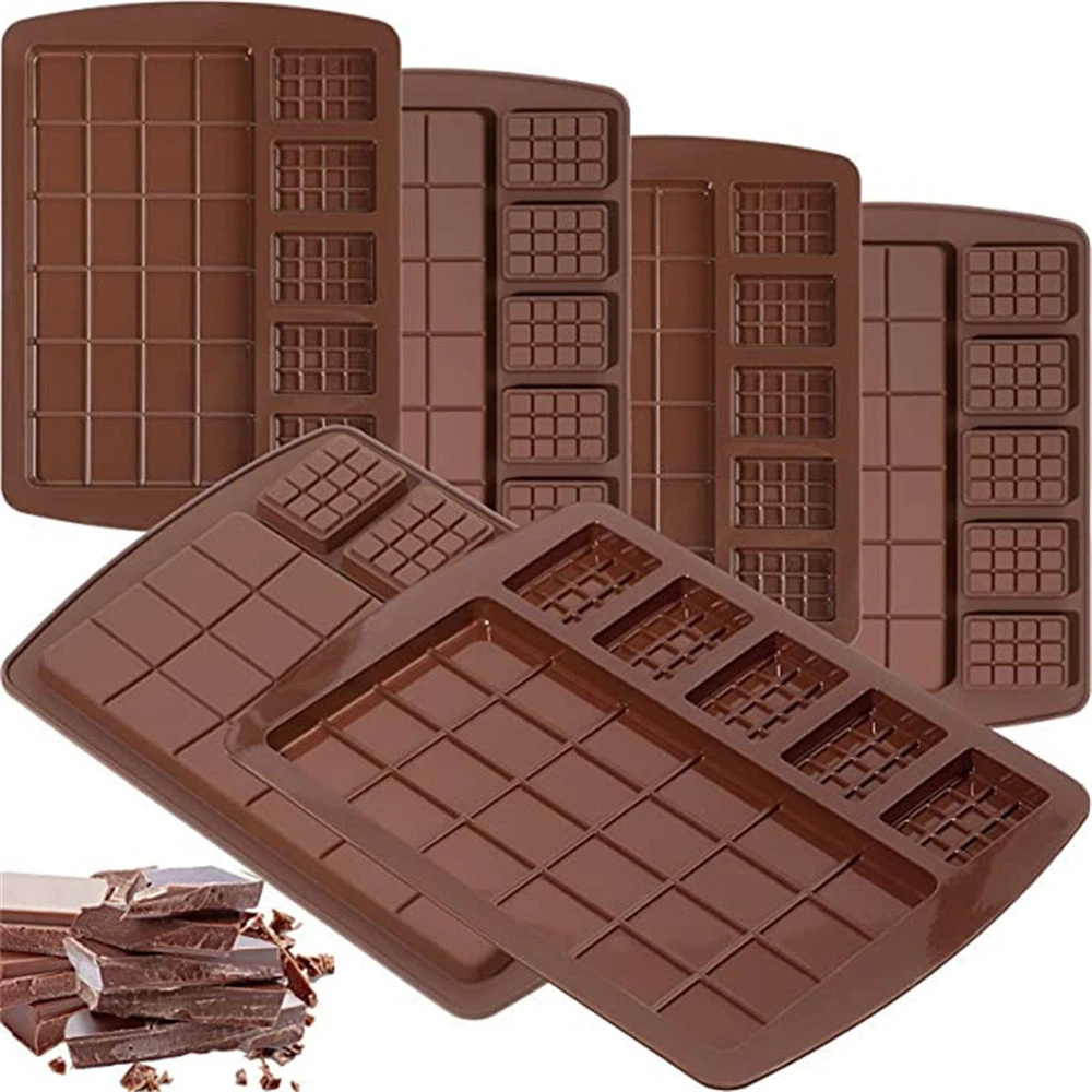 Silicone Mold 2 Size Waffle Chocolate Mold Fondant Patisserie Candy Bar Mould Cake Mode Decoration Kitchen Baking Accessories