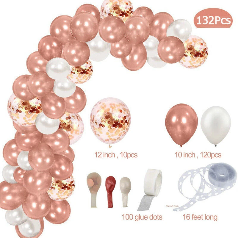 Rose Gold Balloons Confetti Set Chrome ballon Birthday deco Party Wedding Decoration Wedding Anniversary globals Metallic