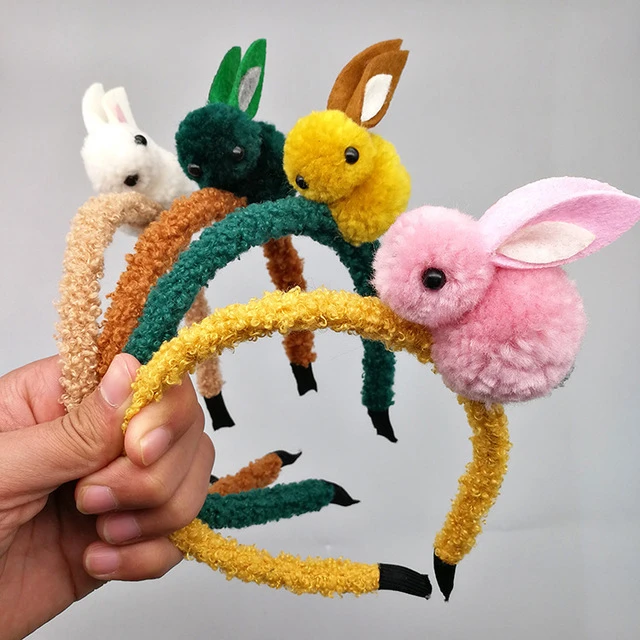 Cute animal hair ball rabbit Headband female Hair band Hair clip Korean headwear children hair Accessories Headwear ornaments