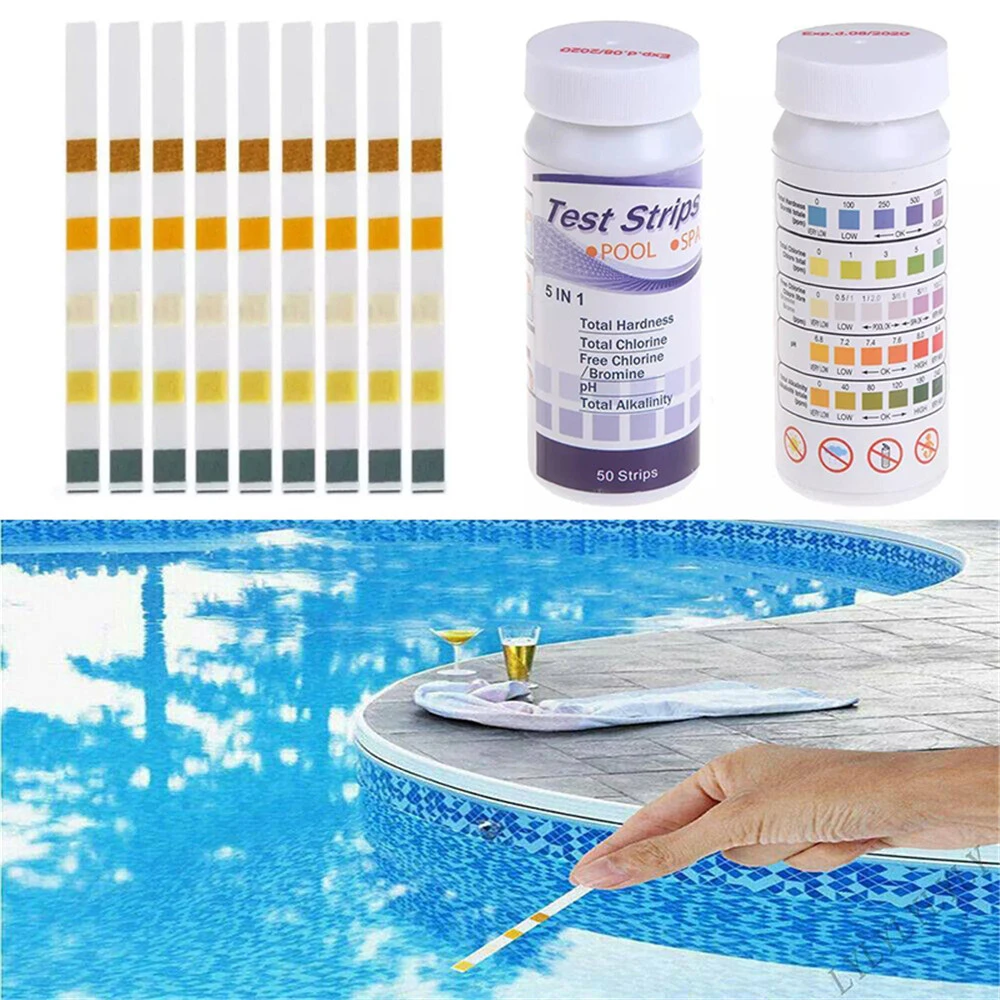 50pcs Multipurpose Chlorine PH Test Strips SPA Swimming Pool Water Tester Paper CLH@8