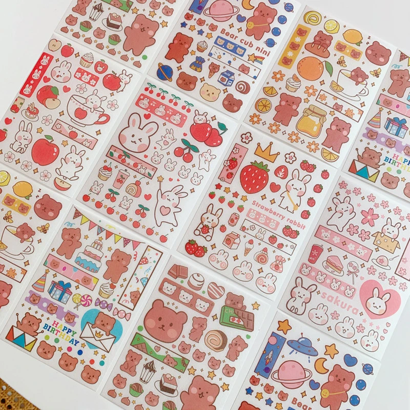 4Pc Ins Creative Cute Gummy Bear Stickers Festival Expression Pack Trunk Phone Stickers Handbook Material Decorative Sticker
