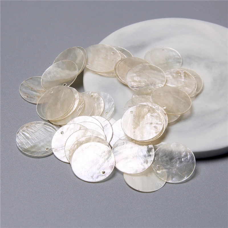 Natural Shell 20Pcs/lot  Transparent Mother Of Pearl Round Flake Jewelry Accessory Handmade For Necklace Earrings Bracelet Charm