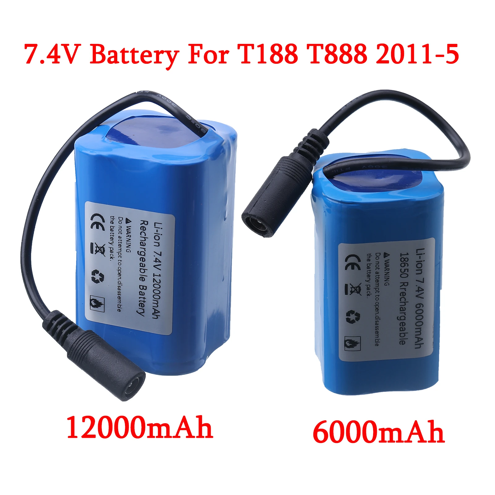 7.4V 12000Mah 6000Mah Battery For T188 T888 2011-5 V007 C18 H18 So on Remote Control RC Fishing Bait Boat Parts 1/3pcs