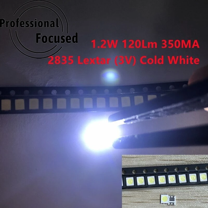 100pcs Original LEXTAR 2835 3528 1210 3V 2W SMD LED For Repair TV Backlight Cold white LCD Backlight LED New SM 2-CHIP Real 2W