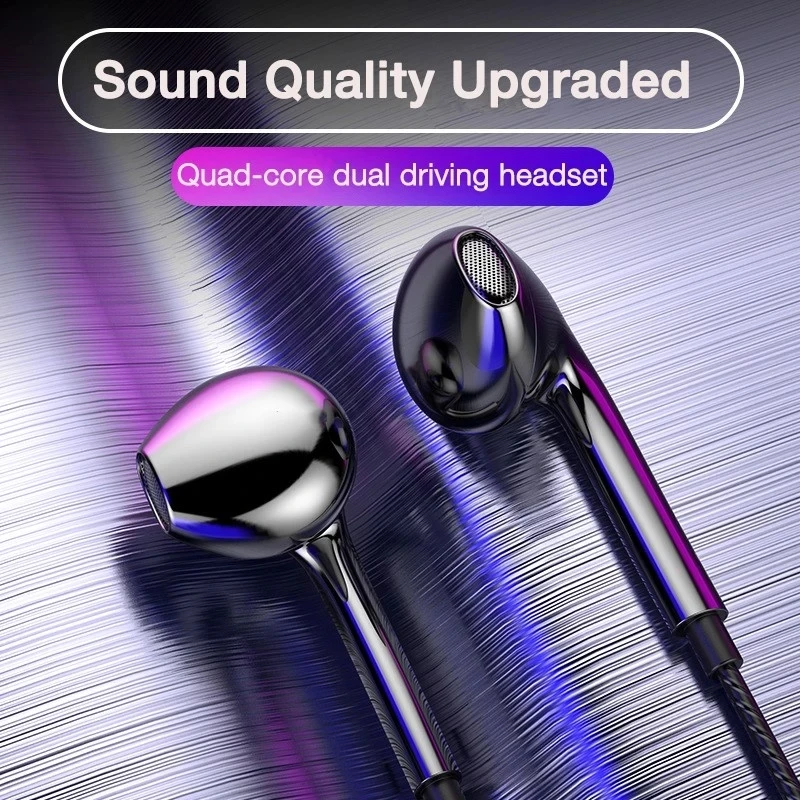 Quad-core Wired Headphones 3.5mm Sport Earbuds With Bass Mobile Phone Earphone Wire Stereo Headset Mic Music Earphones