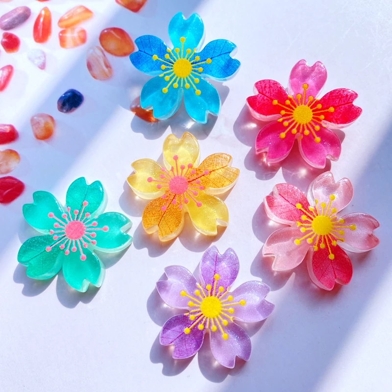 10Pcs New Cute Resin Mini Mixed Luminous Flowers Flat Back Cabochon Scrapbook Kawaii DIY Embellishments Accessories E36