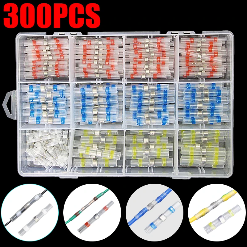 250/100Pcs Solder Seal Wire Connectors - Heat Shrink Solder Butt Connectors - Solder Connector Kit - Automotive Marine Insulated