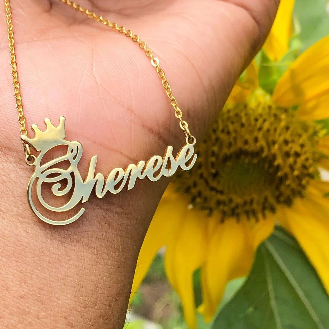 Custom Name Crown Necklaces For Women Personalized Stainless Steel Gold Nameplate Chain Custom Necklace Christmas Jewelry Gift