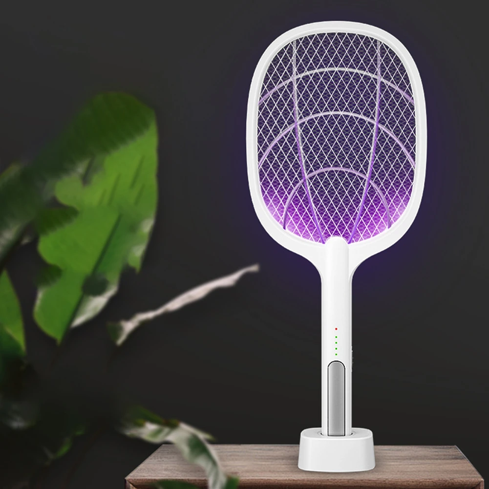 3000V Electric Mosquito Killer UV Light Fly Swatter Mosquito Trapper Rechargeable Bug Zapper Insect Racket 1200mAh