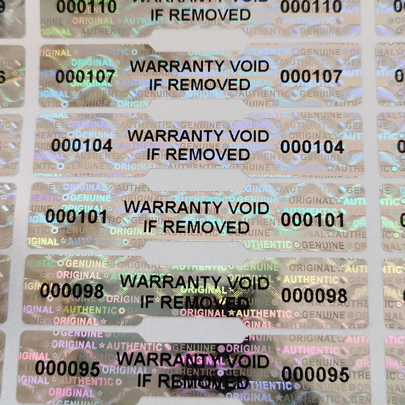 Holographic Sealing Stickers，Tamper Proof Void  Security Label， Authentic Warranty Serial Number Sticker，Customized Logo,1000pcs