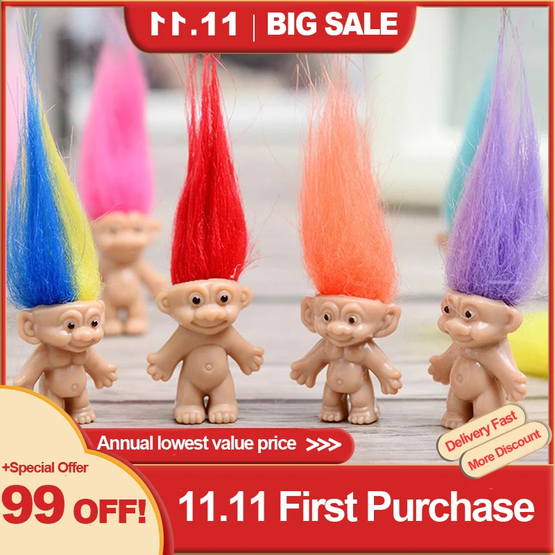 5PCS  Novelty Playing Toy Magic Hair Fairy Vintage Big Devil Dolls Puppet Toy with Long Hair Figures Trolls Puppet Kids Gift