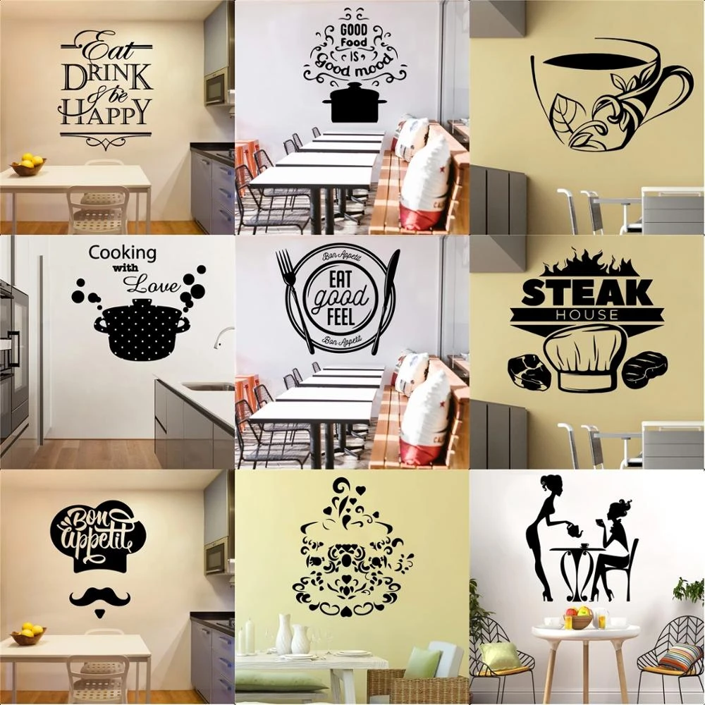 New Design Kitchen Ware Waterproof Wall Stickers For Kitchen Decoration Removable Wall Art Decal Kitchen Room Text Vinyl Mural