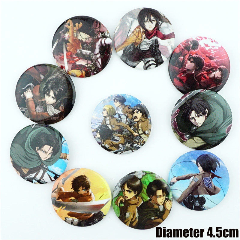 10Pcs/Set Japan Anime Attack on Titan Figure Badges Pins Button Brooch Chest Ornament Clothing Cosplay Itabag Collection Gift