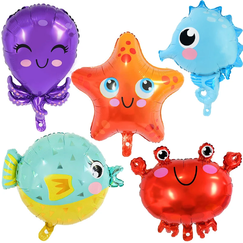 5Pcs Sea Horse Ocean World Animal Foil Balloons Under the Sea Party Kids Mermaid Birthday Party Decoration Baby Shower Supplies