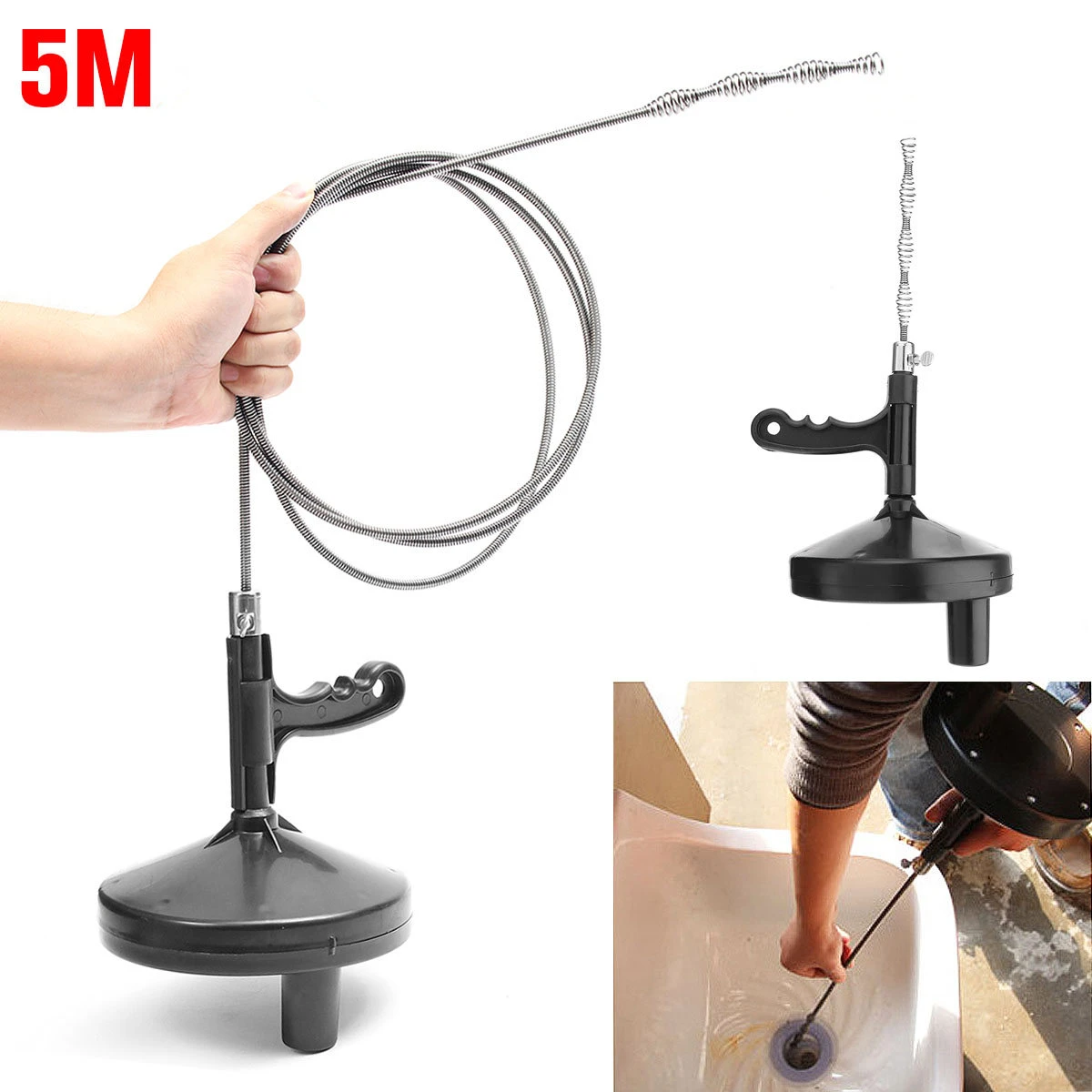 1pcs 5M Toilet Sewer Clog Long Line Steel Spring Hook Kitchen Bathroom Sink Pipe Drain Cleaner Pipeline Hair Cleaning Remover
