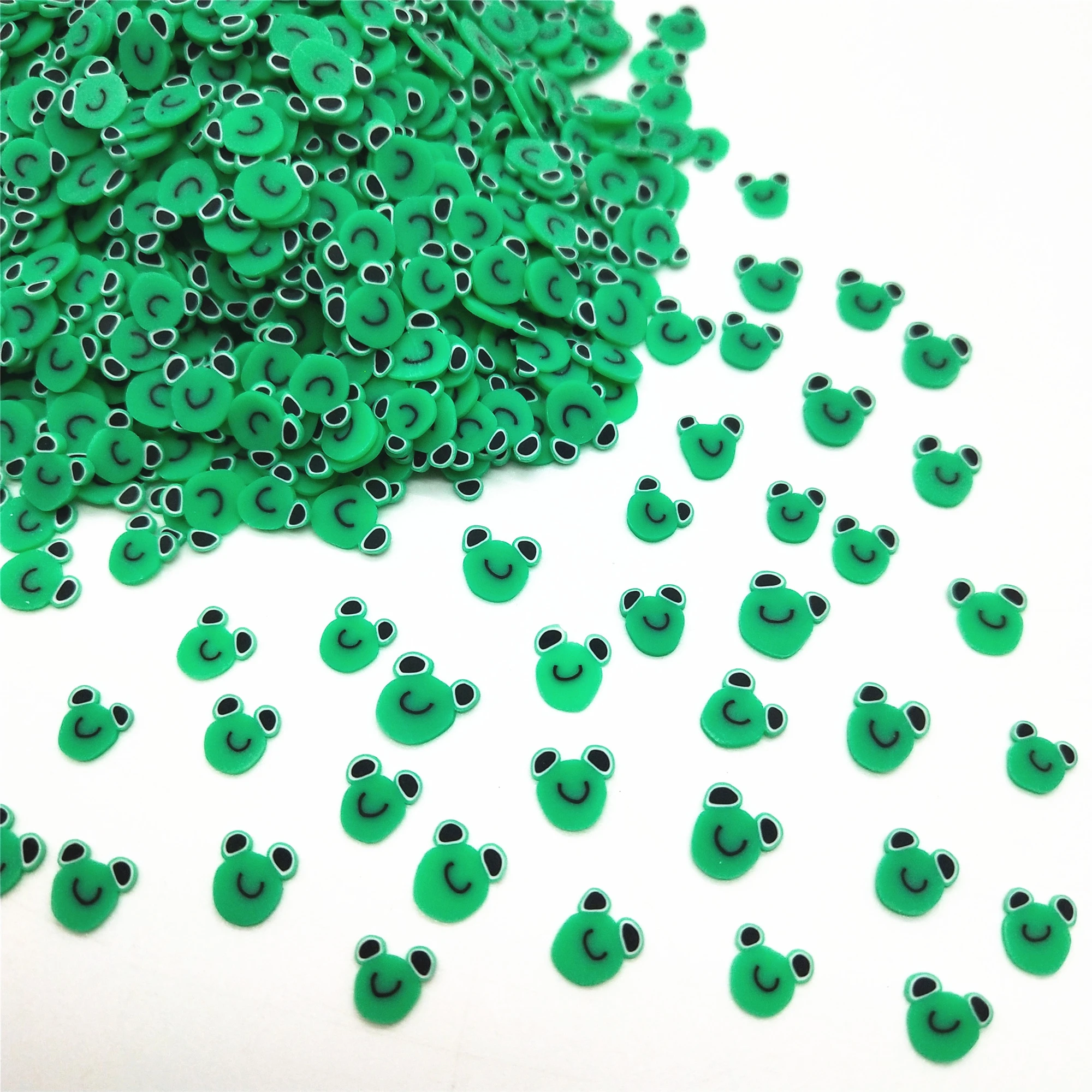 20g/lot Green Frog Polymer Clay Slices for DIY Crafts 5mm Plastic Klei Mud Particles Animal Clays