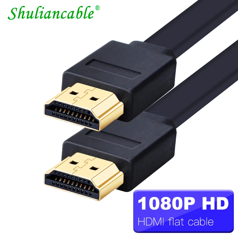Flat HDMI-compatible Cable High speed 4k 1080P 3D gold plated for HDTV XBOX PS3/4 Projector computer