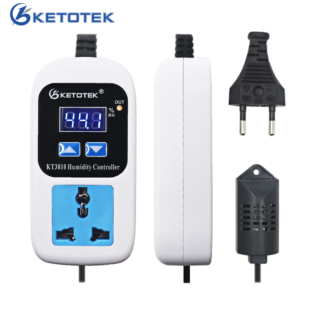 KT3010 XH-W3005 Digital Hygrostat Humidity Controller Humidity Control Switch Hygrometer 0%~99%RH with Humidity Sensor