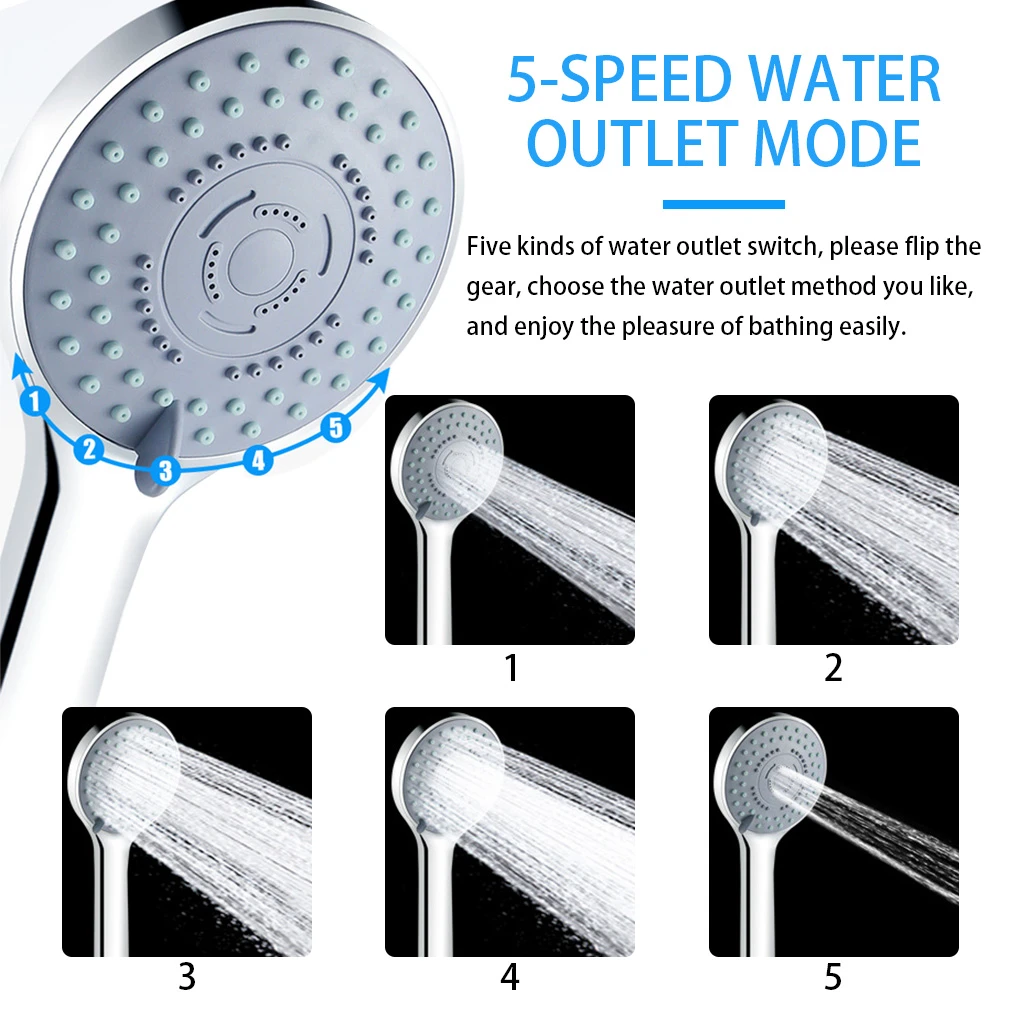 Bathroom Shower Adjustable Jetting Shower Head Water Saving Handheld Adjustable 5 Modes SPA Shower Bath Head Bathroom Accessorie