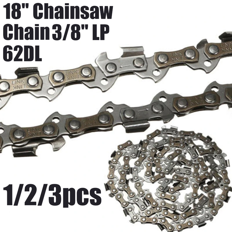 18inch Saw Chain Chainsaw 62DL Drive Links 3/8 Pitch Gauge 0.05 45cm Universal 1Pcs/2Pcs/3Pcs Metal Chain Saw