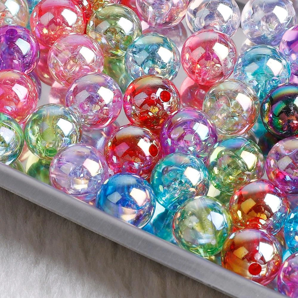 50-100pcs Double Colored Rainbow Acrylic Beads 6 8 10mm Round Loose Beads For DIY Craft Scrapbook Decoration