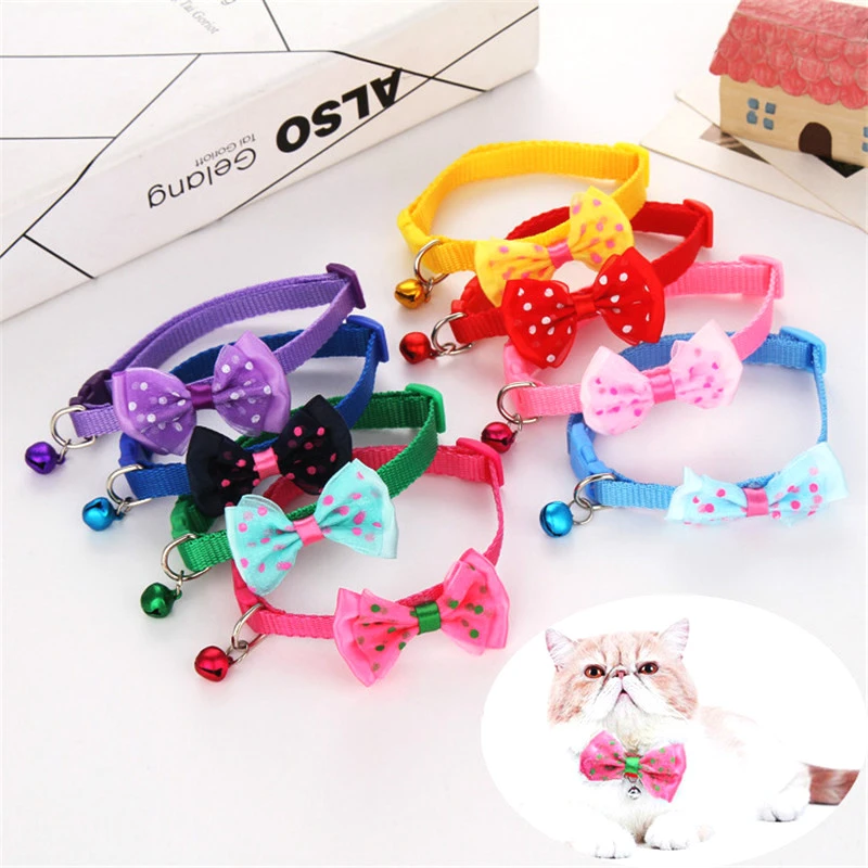 Free Shipping Pet Cat Collar Adjustable Kitten Cat Tie Collar Neck Strap Cat Accessories with Fashion Lace Colorful 19-32cm