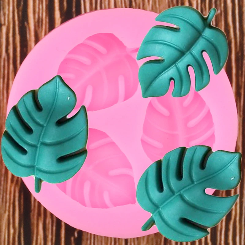 Tropical Leaves Border Silicone Molds DIY Party Turtle Leaf Cupcake Topper Fondant Cake Decorating Tools Chocolate Candy Moulds