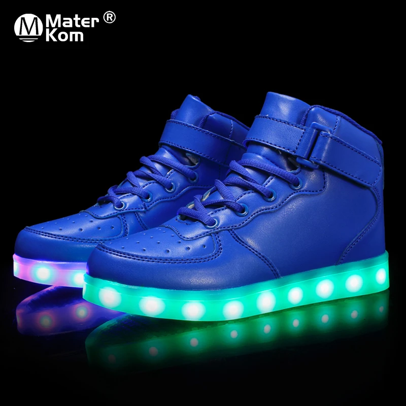 Size 25-37 Kids Led Usb Charging Glowing Sneakers Children Hook Loop Fashion Luminous Shoes for Girls Boys Sneakers with Light