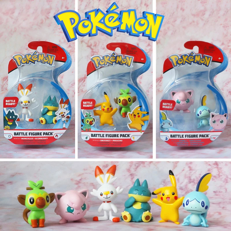 TAKARA TOMY Pokemon Pikachu Eevee Scorbunny Jigglypuff Sobble Snorlax Japanese Action Figures Anime Toys Gifts for Children