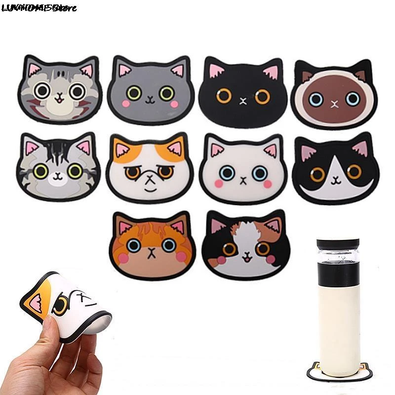 1PC Cartoon Cat Kitchen Tableware Mats Silicone Waterproof Table Placemat Heat Insulation Non-Slip Bowl Pads Coffee Coasters