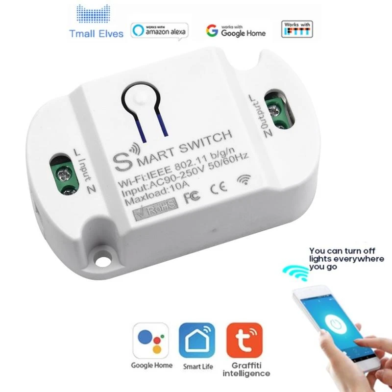 10A Wifi Smart Switch Wireless Switch Module Smart Home Automation Timer Tuya APP Remote Control Work With Alexa Google Home