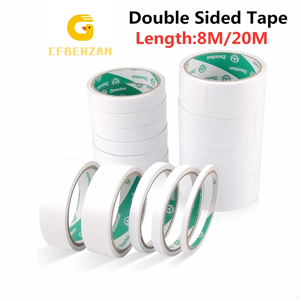8M/20M White Double Sided Tape Mounting Tape Ultra-thin Strong Adhesive Width 3mm 5mm  8mm 10mm 12mm 15mm 20mm 24mm 30mm 1 Roll