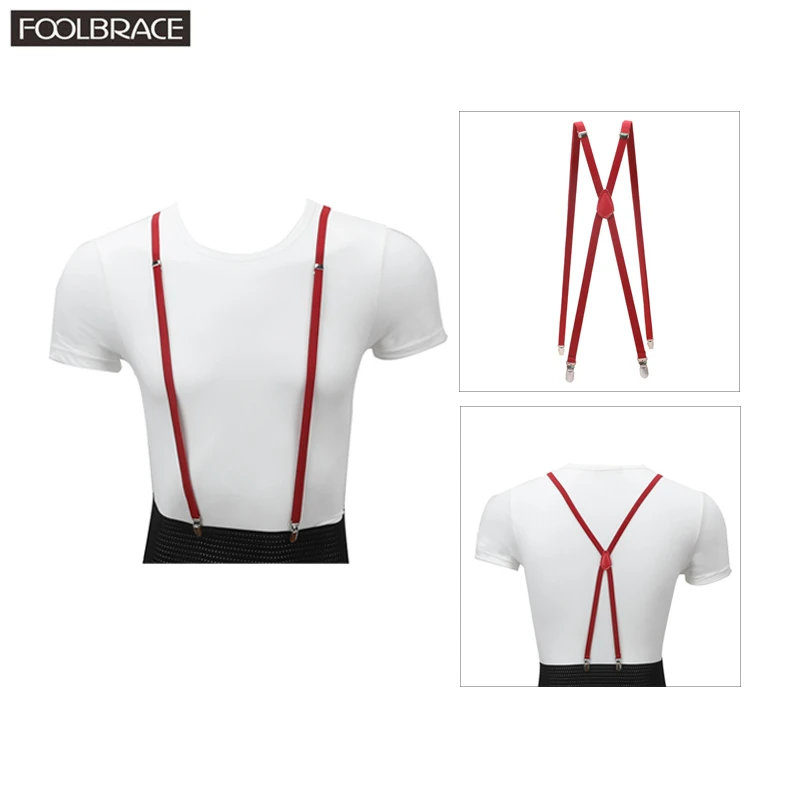 1cm Skinny Suspenders Women Mens Unisex Slim Thin Trouser Straps Adjustable Braces Clip-on Pants Suspenders Belt