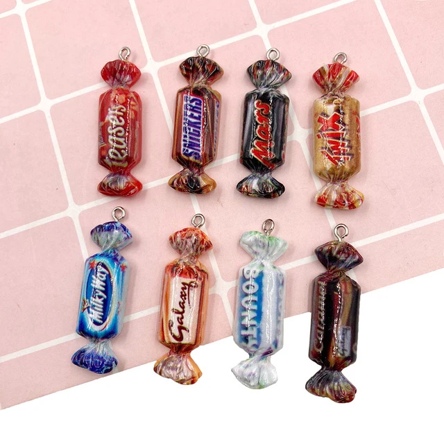 10pcs/20pcs/pack Chocolate Candy Resin Charms for Earring Key Chain Necklace Pendant Jewelry Findings Making 38x12mm