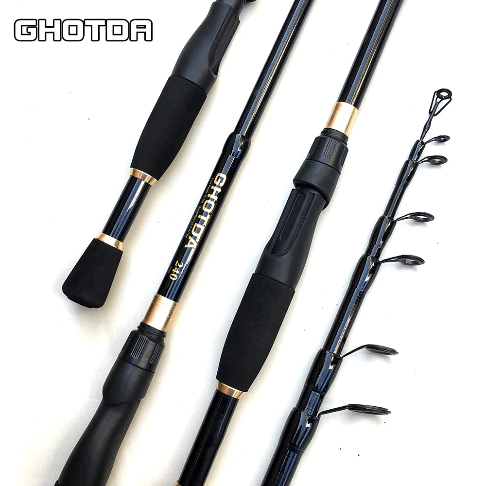 GHOTDA Telescopic Lure Fishing Rod 1.6/1.8/2.1/2.4 M Ultralight Carbon Fiber Spinning Fishing Rod Lure weight 10-30 G