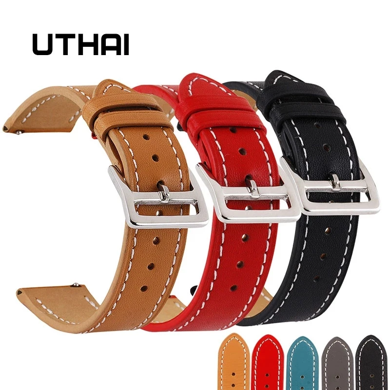 UTHAI Z25 Geniune Calf Leather Strap 20mm 22mm High-end For-Hermes leather bracelet 18/24mm For Samsung gear S3 22mm watch band