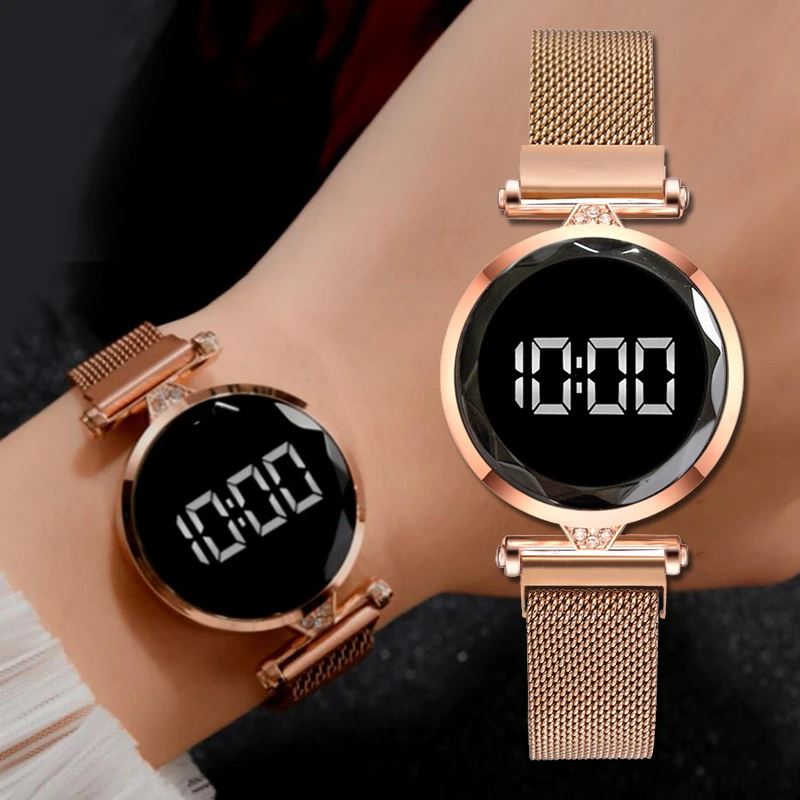 5 Set Watches Women Luxury Rose Gold Digital LED Ladies Dress Bracelet Magnetic Quartz Women Watches Wristwatch Relogio Feminino