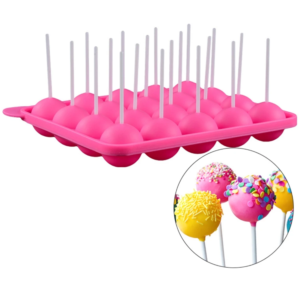 1PC 12/20 Holes Chocolate Ball Cupcake Cookie Candy Maker DIY Baking Tool Silicone Pop Lollipop Mold Stick Tray Cake Mould