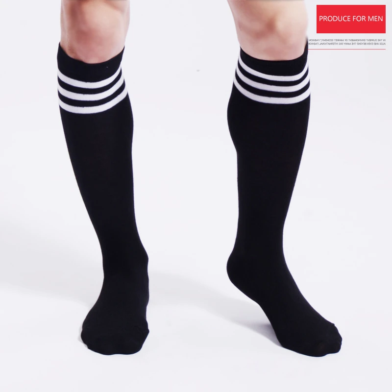 Unisex Men Socks Black White Striped Sport Socks Comfortable Cotton Striped Socks Black Men's Socks