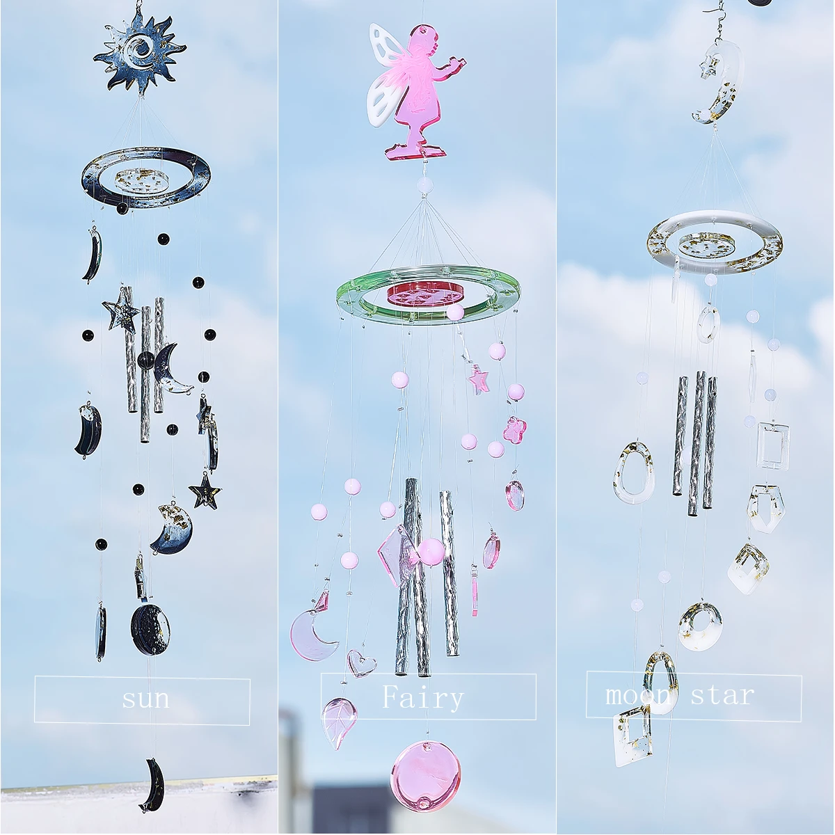 Wind Chimes Silicone Resin Molds Kit Dragonfly Butterfly Fairy Epoxy Resin Mold Measure for Create Art DIY Wind-Bell Decorations