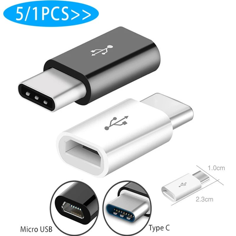 5/1PCS Mobile Phone Adapter MicroUSB To USB C Adapter Microusb Connector for Huawei Xiaomi Samsung Galaxy S21 Adapter USB Type C