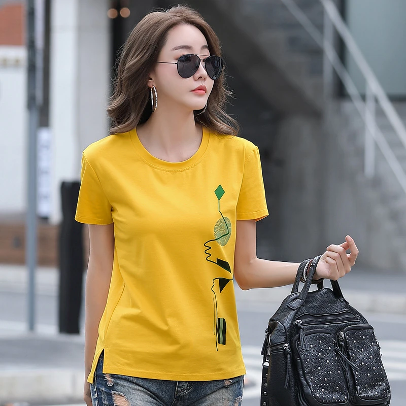 LJSXLS Short Sleeve T-Shirt Print T Shirt Women Cotton Korean Plus Size Woman Clothes 2021 Spring Autumn Tops Tee Shirt Femme